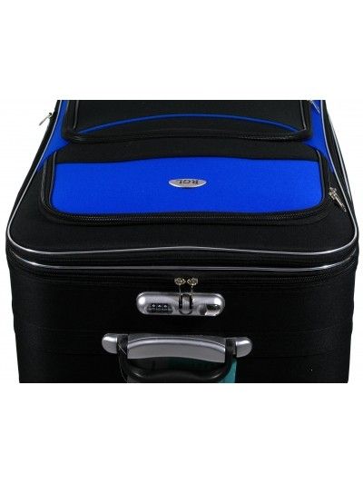 Mała walizka na kółkach 111 czarno niebieska codura zamek